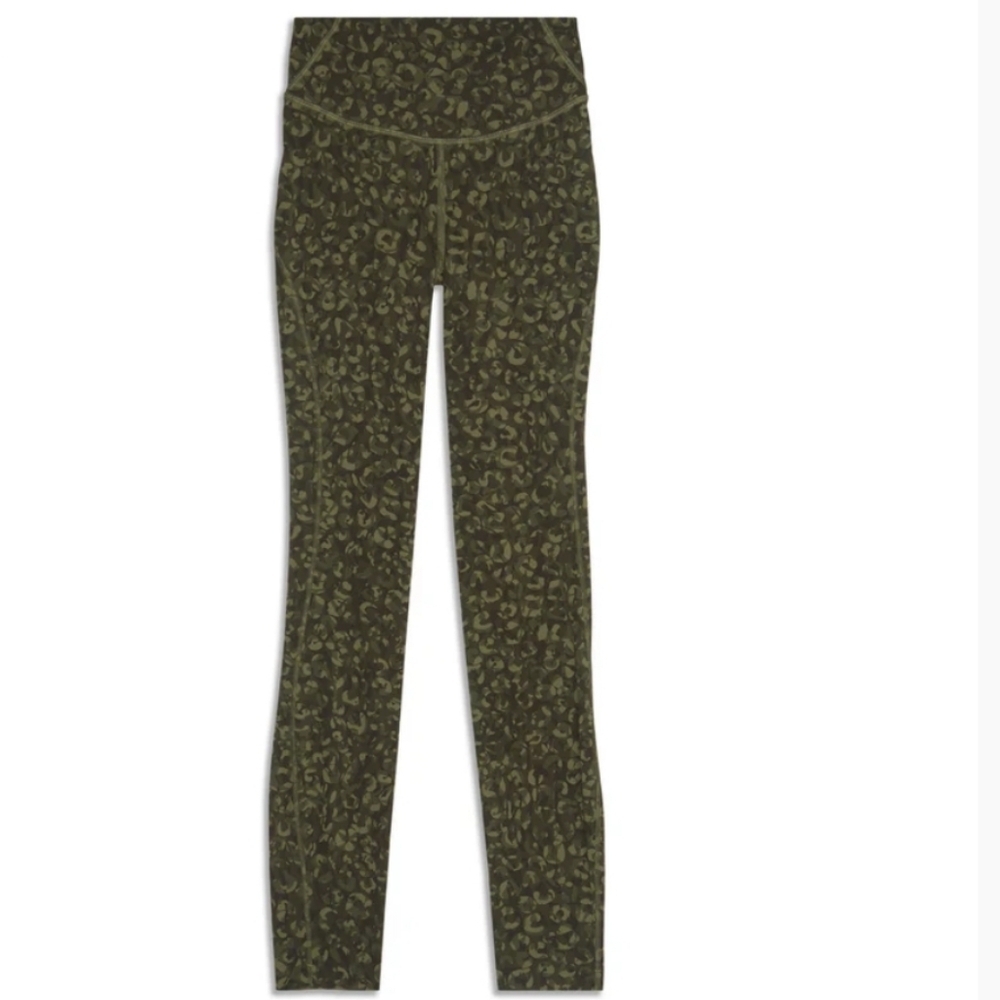 Lululemon Base Pace High-Rise Running Tights 25” Camo Green Size 6